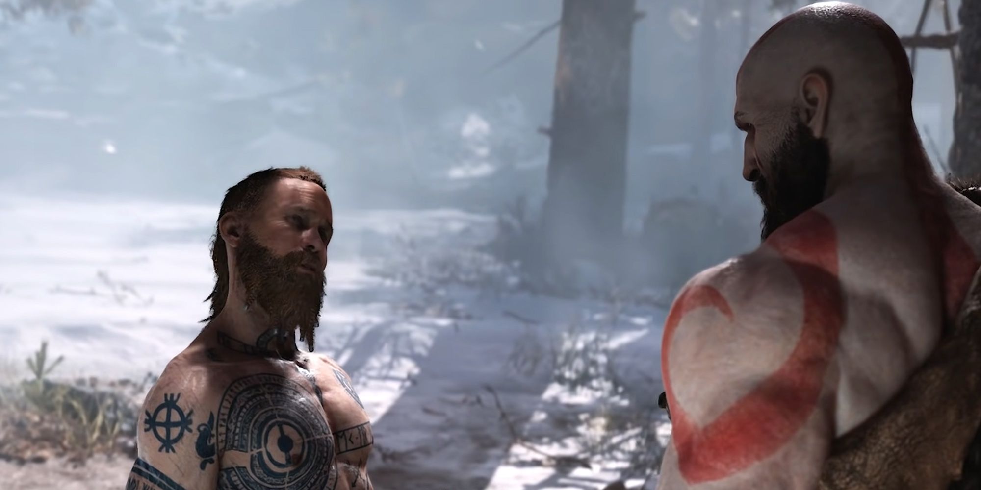 God Of War 2018 - Baldur Staring Down Kratos In His Introduction Fight
