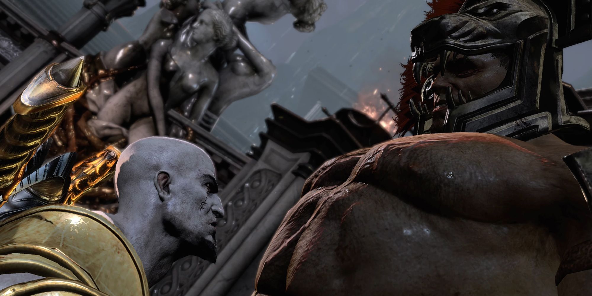God Of War 3 - Hercules Staring Down At Kratos Before His Boss Fight