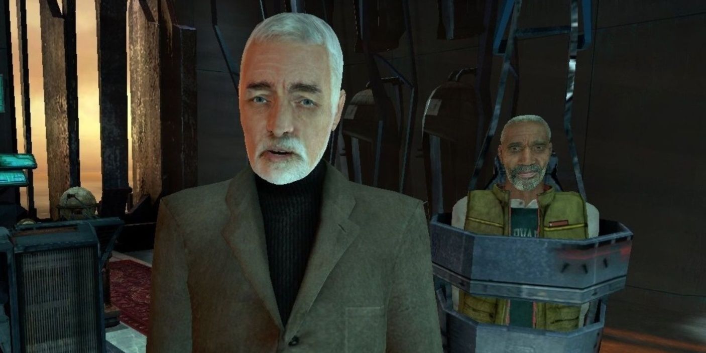 Breen and a trapped Dr. Eli Vance in Half-Life 2