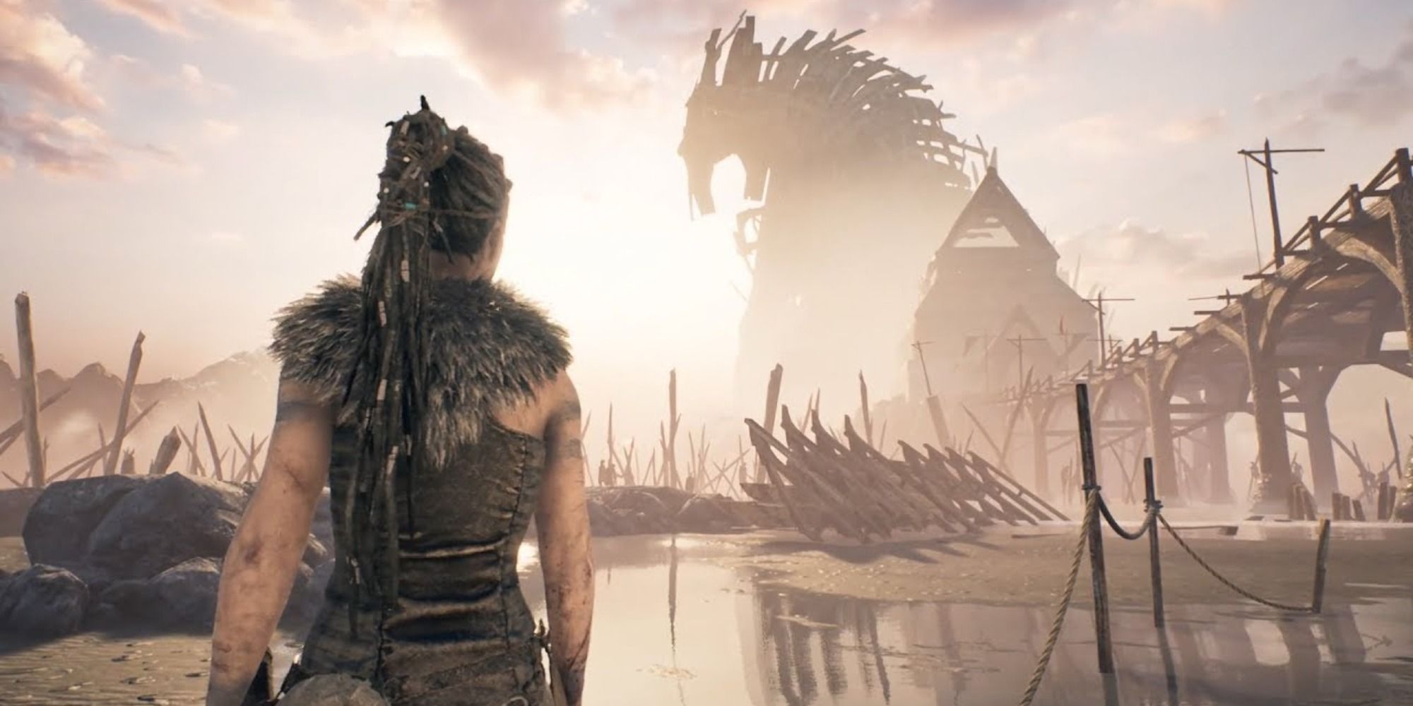 Hellblade: Senua looking over Helheim