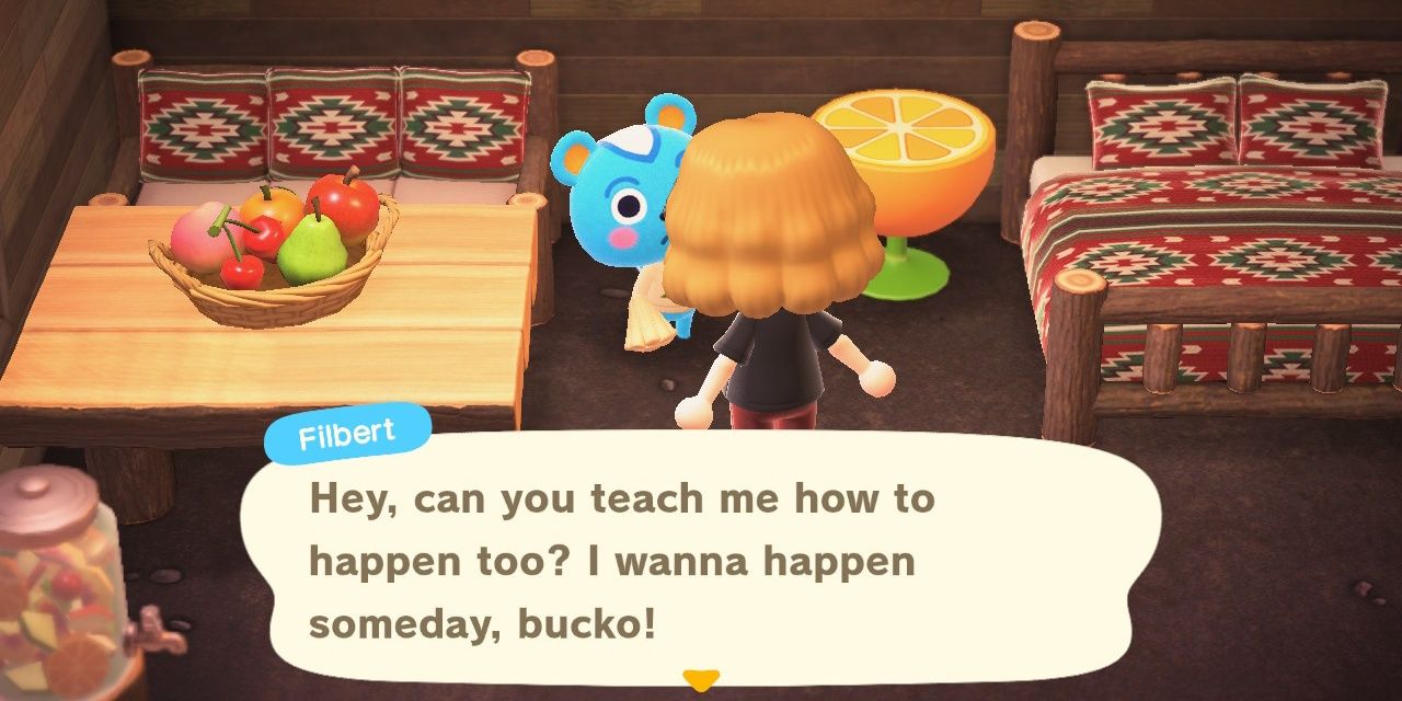 Filbert talking to the Resident Representative. "Hey, can you teach me how to happen too? I wanna happen someday, bucko!"