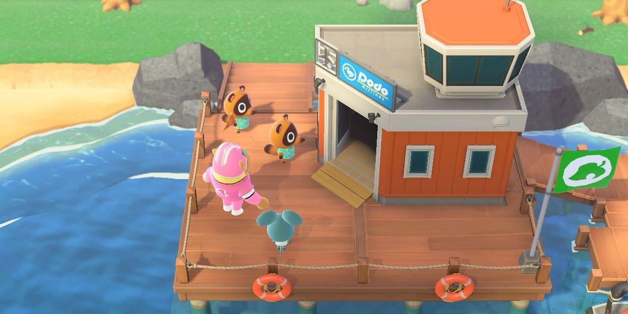 An orange airport in Animal Crossing: New Horizons