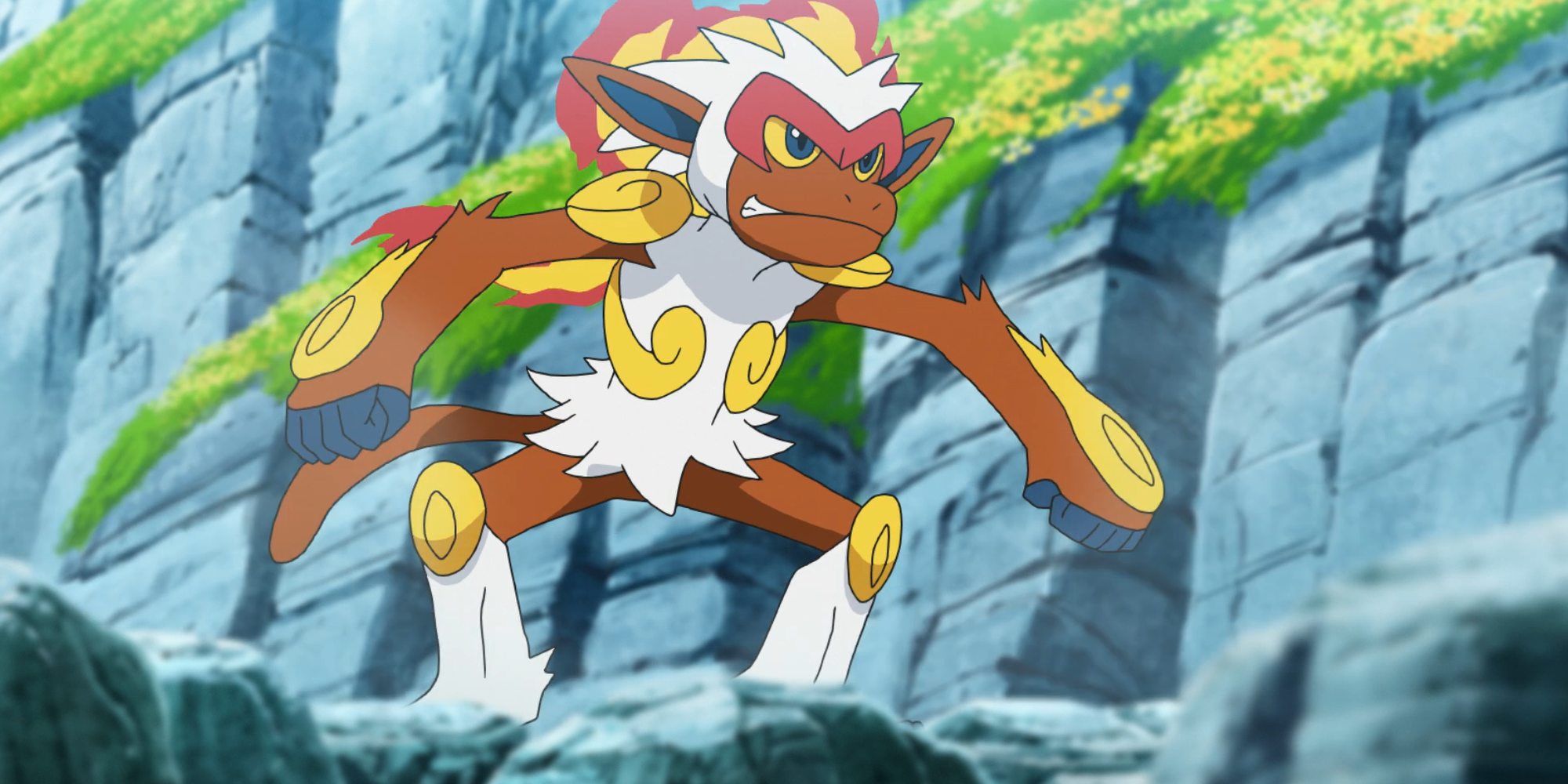 Infernape Poised to Attack in Anime