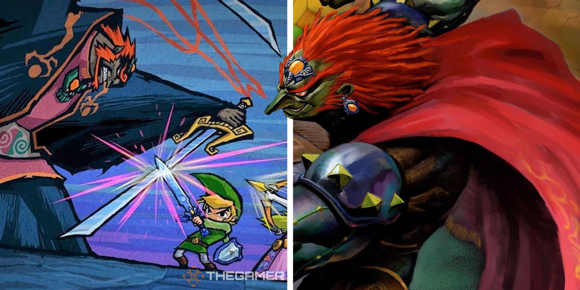 Split image of Ganon in Wind Waker and Twilight Princess.