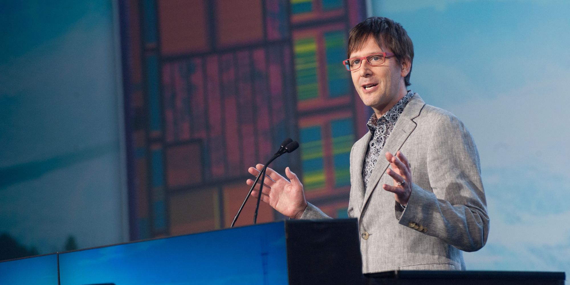 Mark cerny talking at a conference