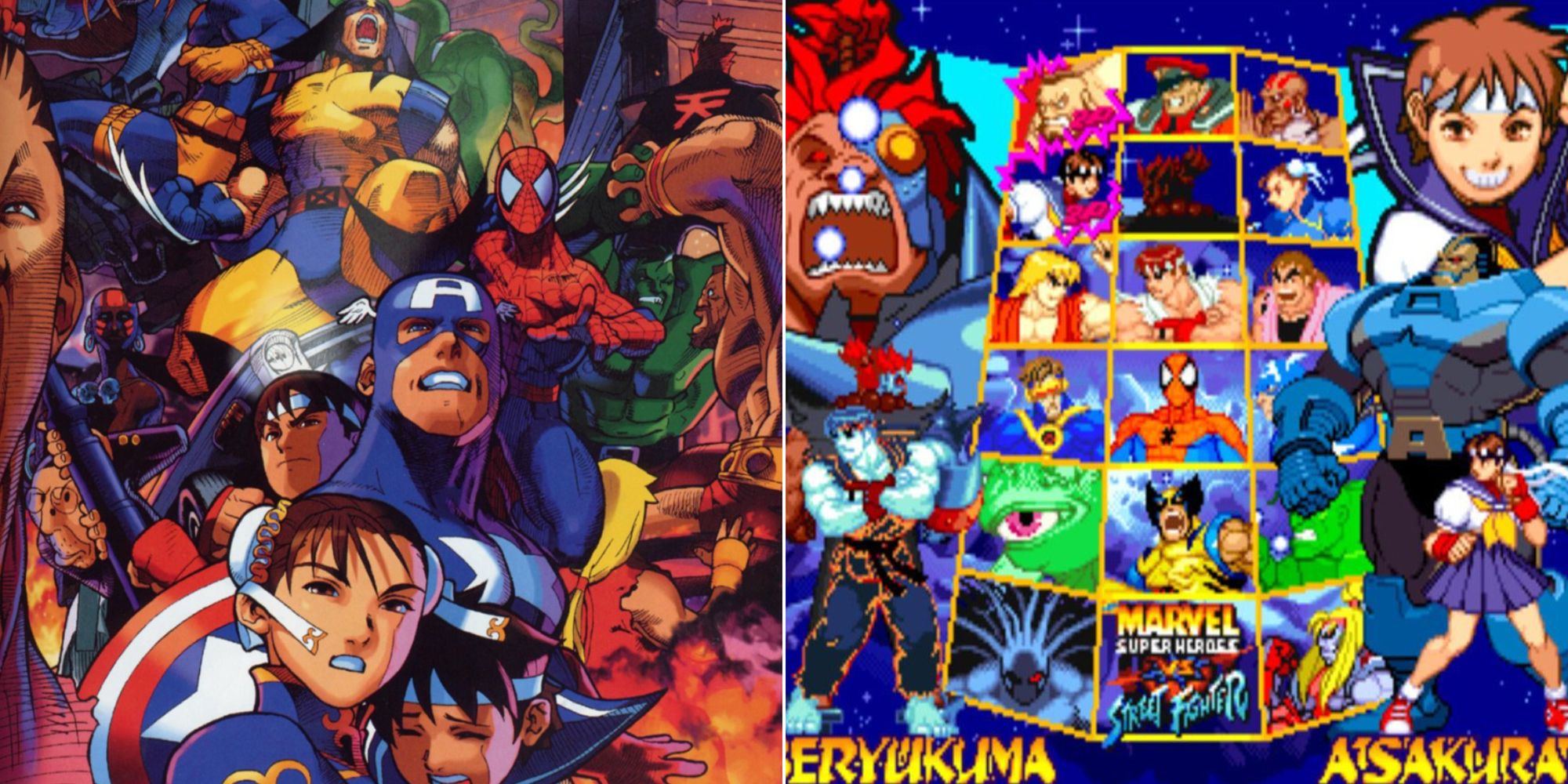 Marvel Super Heroes Vs. Street Fighter character select