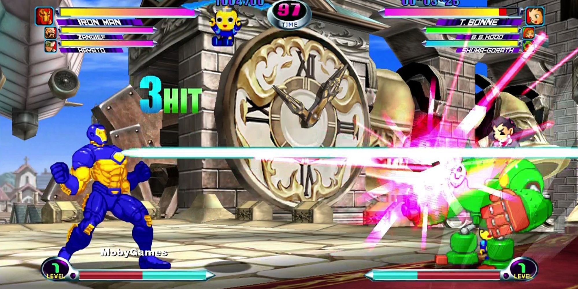 Marvel vs. Capcom 2 character shooting other with a laser from chest