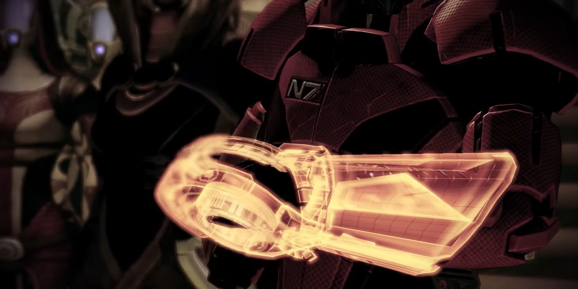 Mass Effect 2 Screenshot Of Shepard Providing Evidence During Tali's Trial