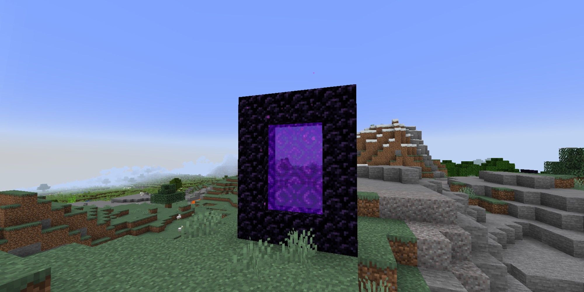 fully contstructed nether portal in mountain area