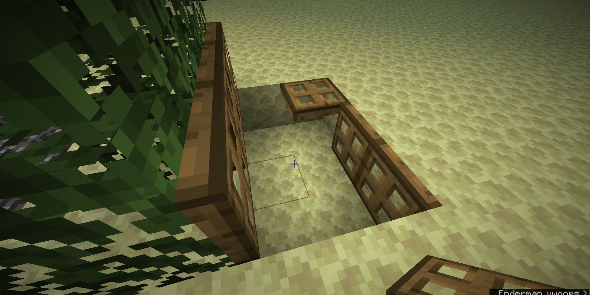 Minecraft Leaf Block Barrier Next To Mote With Trap Doors