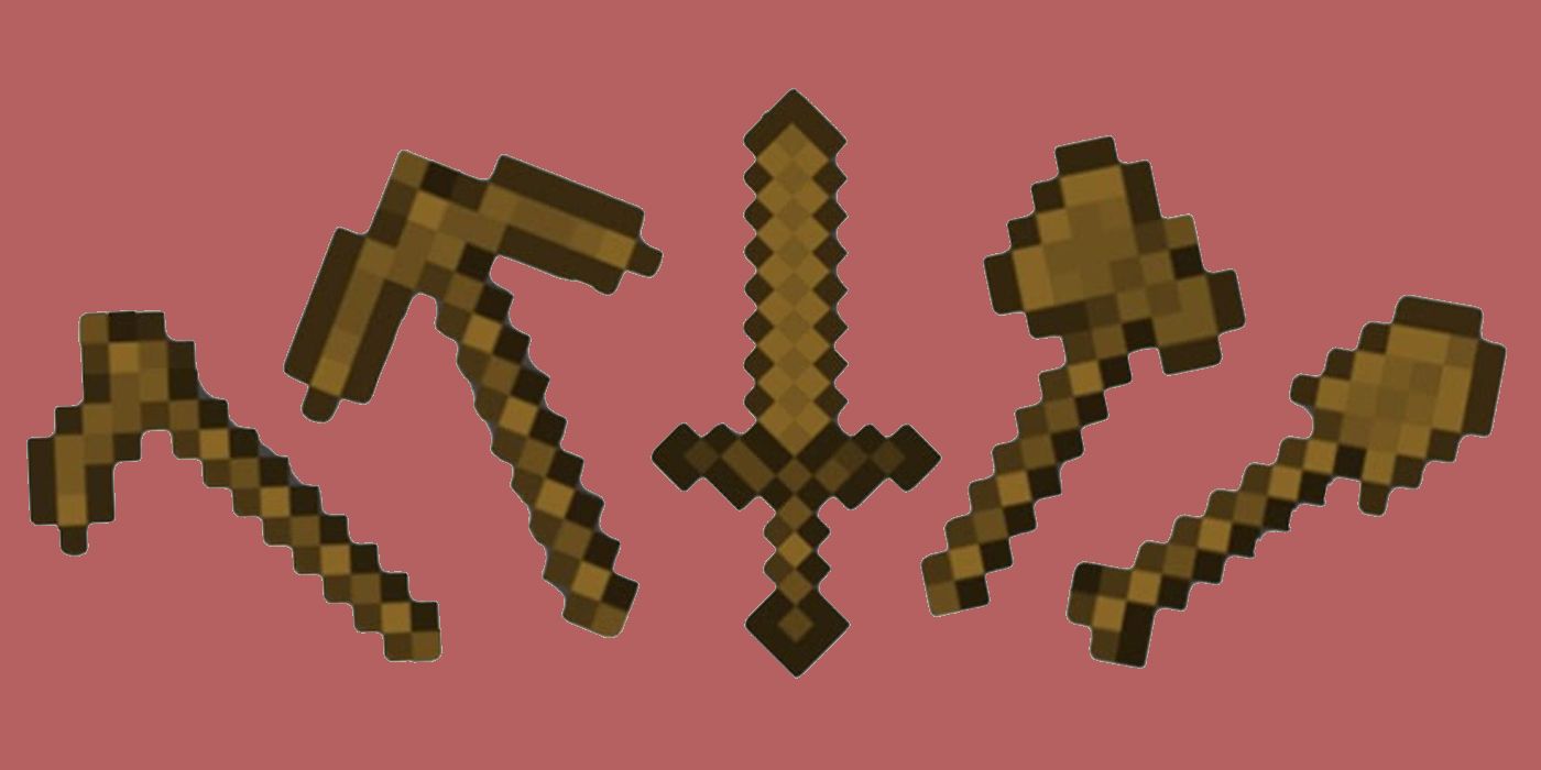 Minecraft Survival Crafting Building 10 wooden tools shovel ax pickax ho sword
