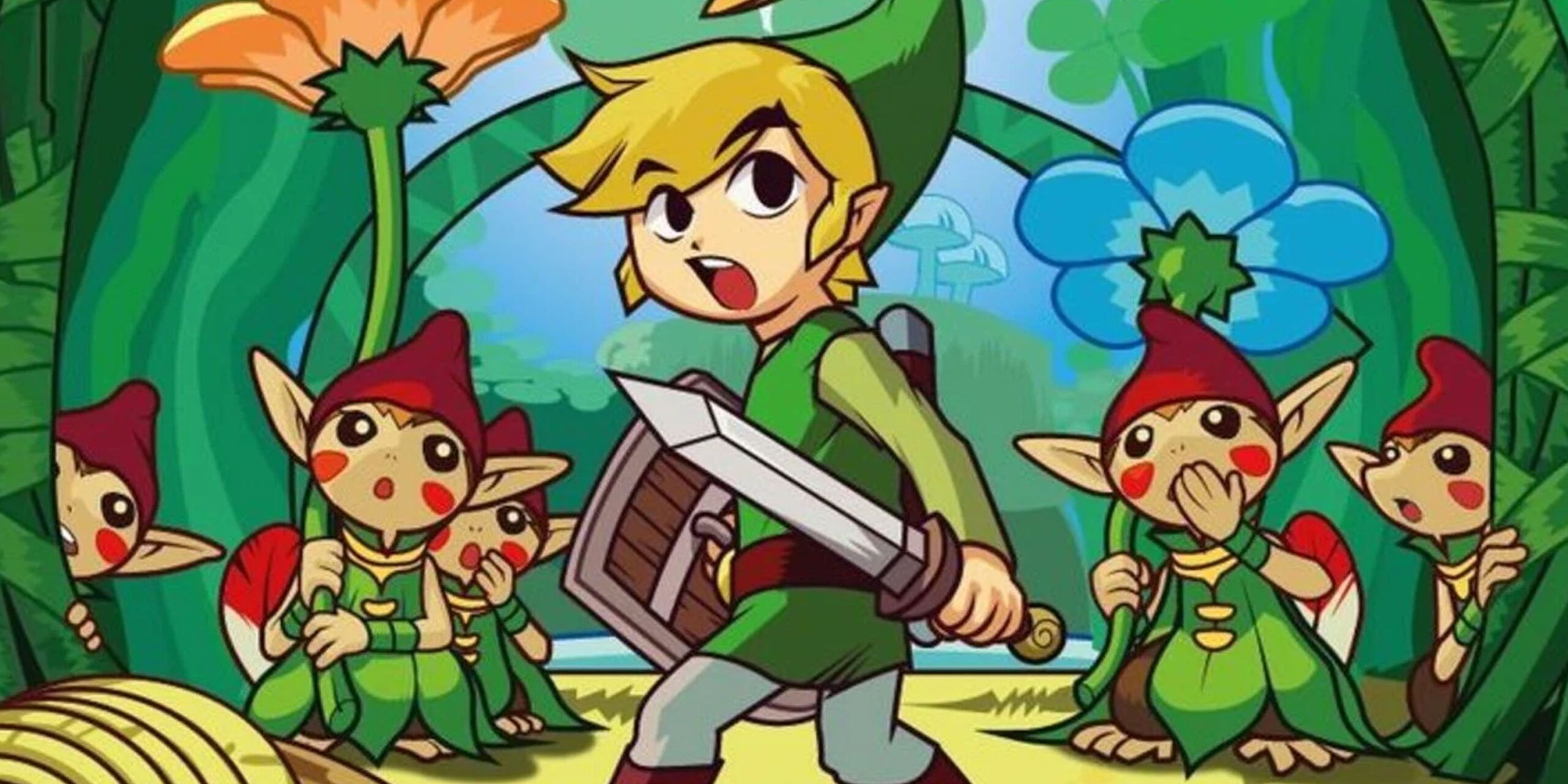 Link surrounded by the Minish