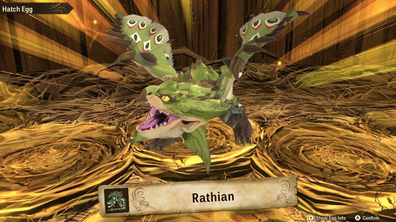 Monster Hunter Stories 2 Wings of Ruin - a baby Rathian hatching.