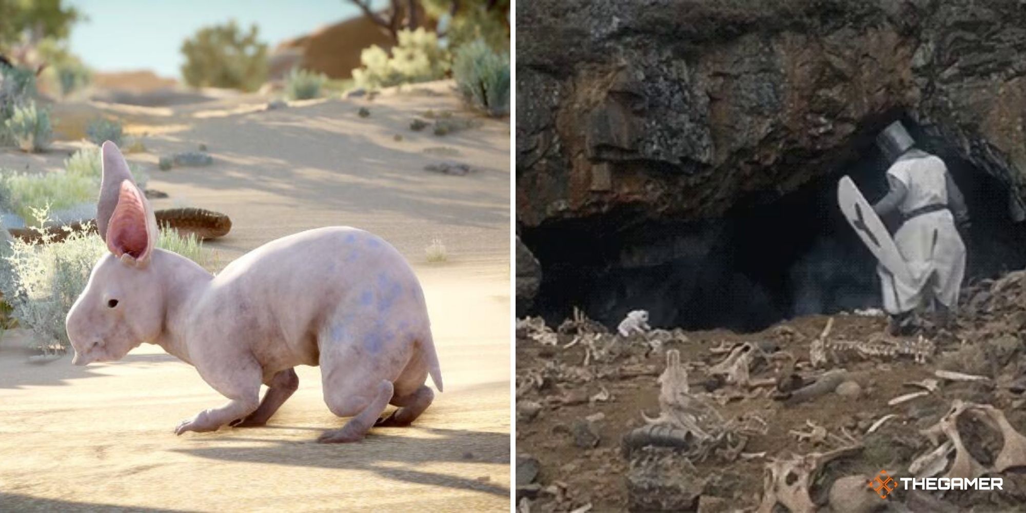 Monty Python Rabbit Cave (right), Nug from Dragon Age Inquisition (left)
