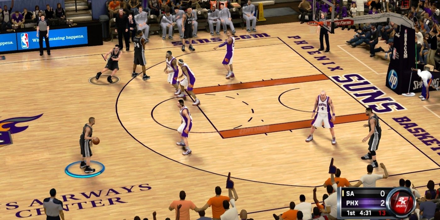 NBA 2k12 gameplay Spurs at Phoenix Suns arena game beginning