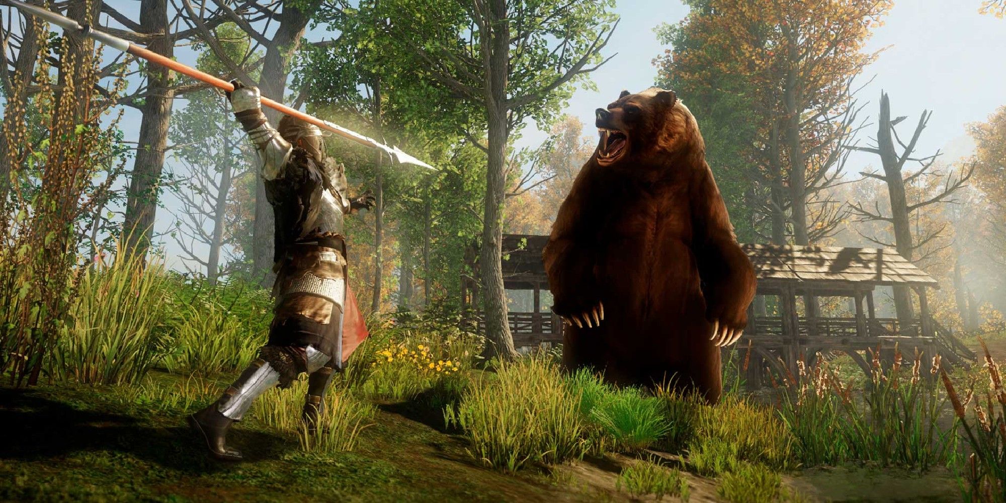 New World player killing a bear