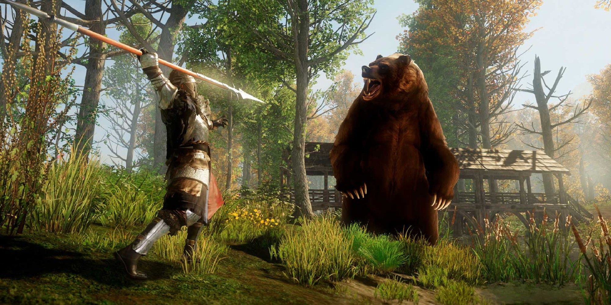 New World player killing a bear