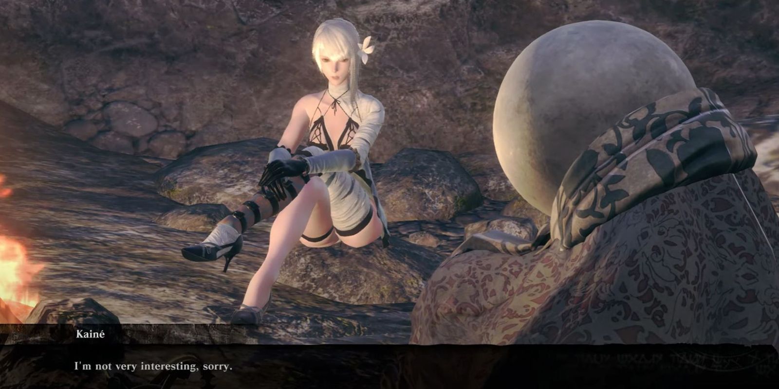 Nier replicant kaine sitting on a rock
