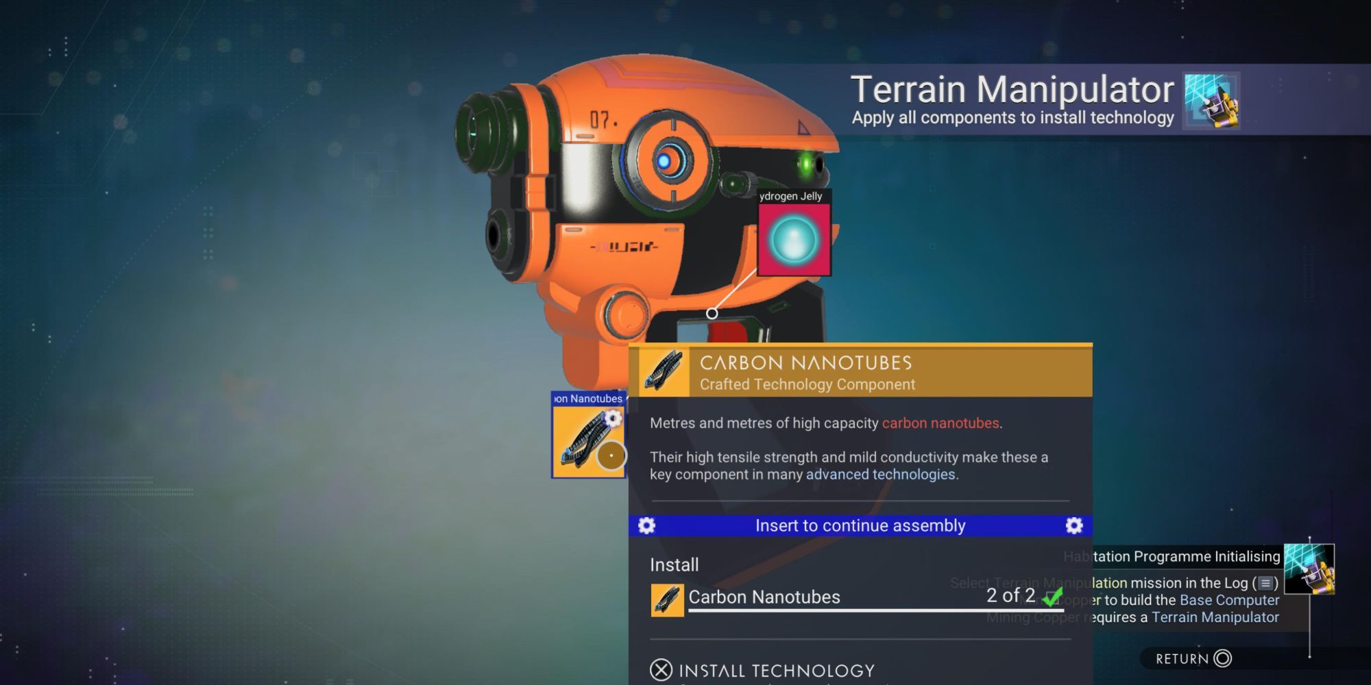 No Man's Sky Installing Required Materials for Terrain Manipulator