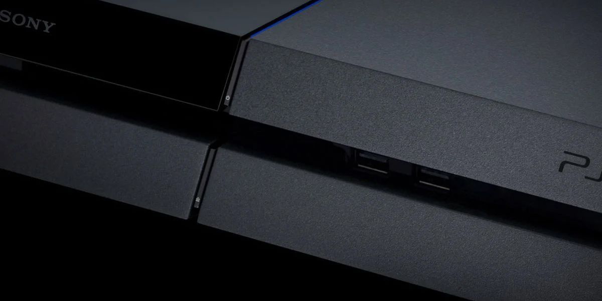 A closeup shot of the PS4 console.