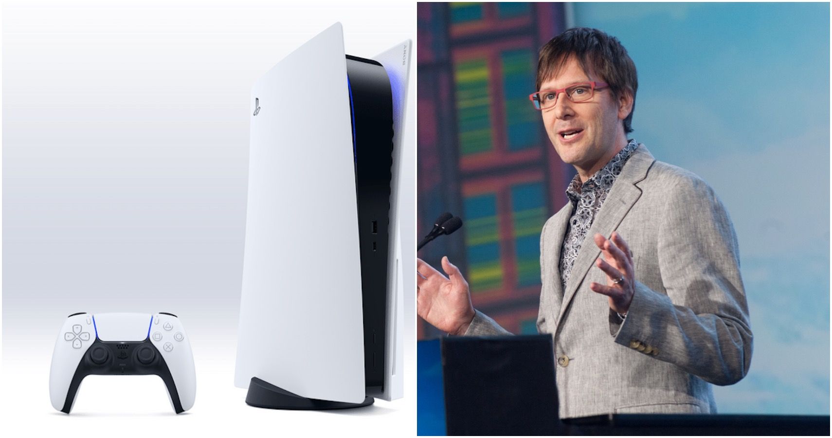 PS5 and mark cerny split image