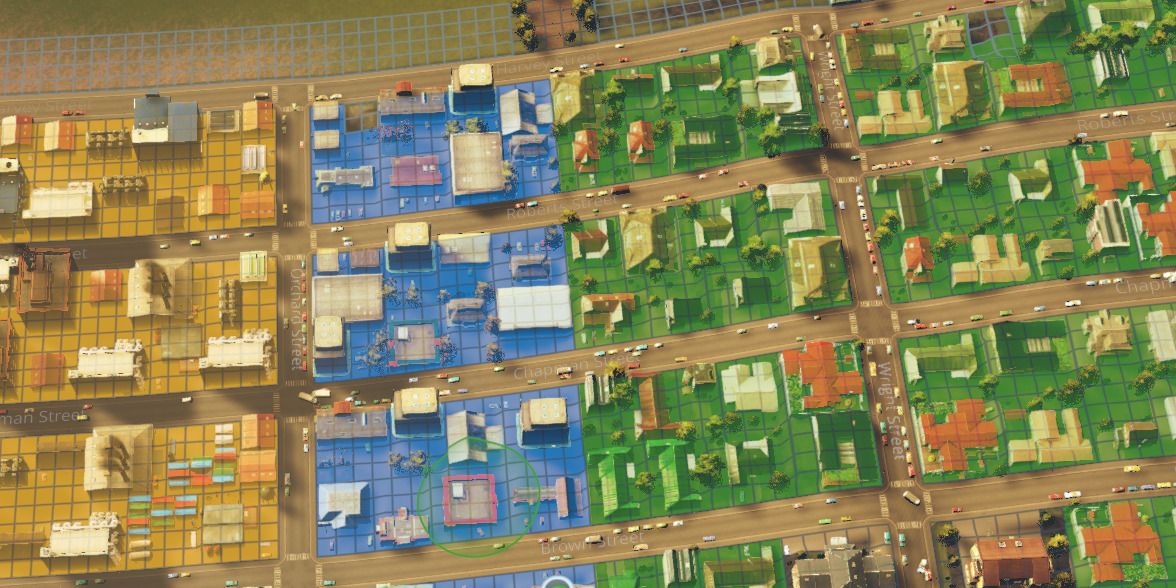A view of the district mapping tool in Cities: Skylines