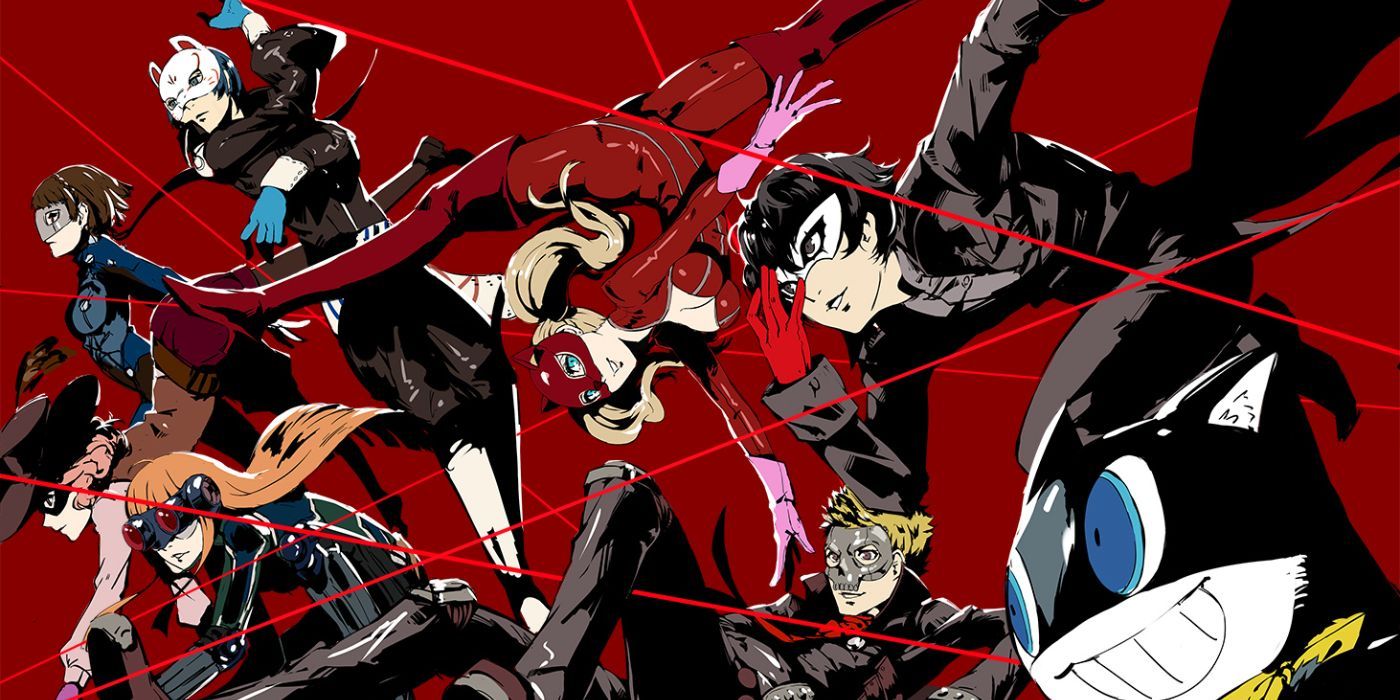Persona 5 official artwork of the Phantom Thieves running into action