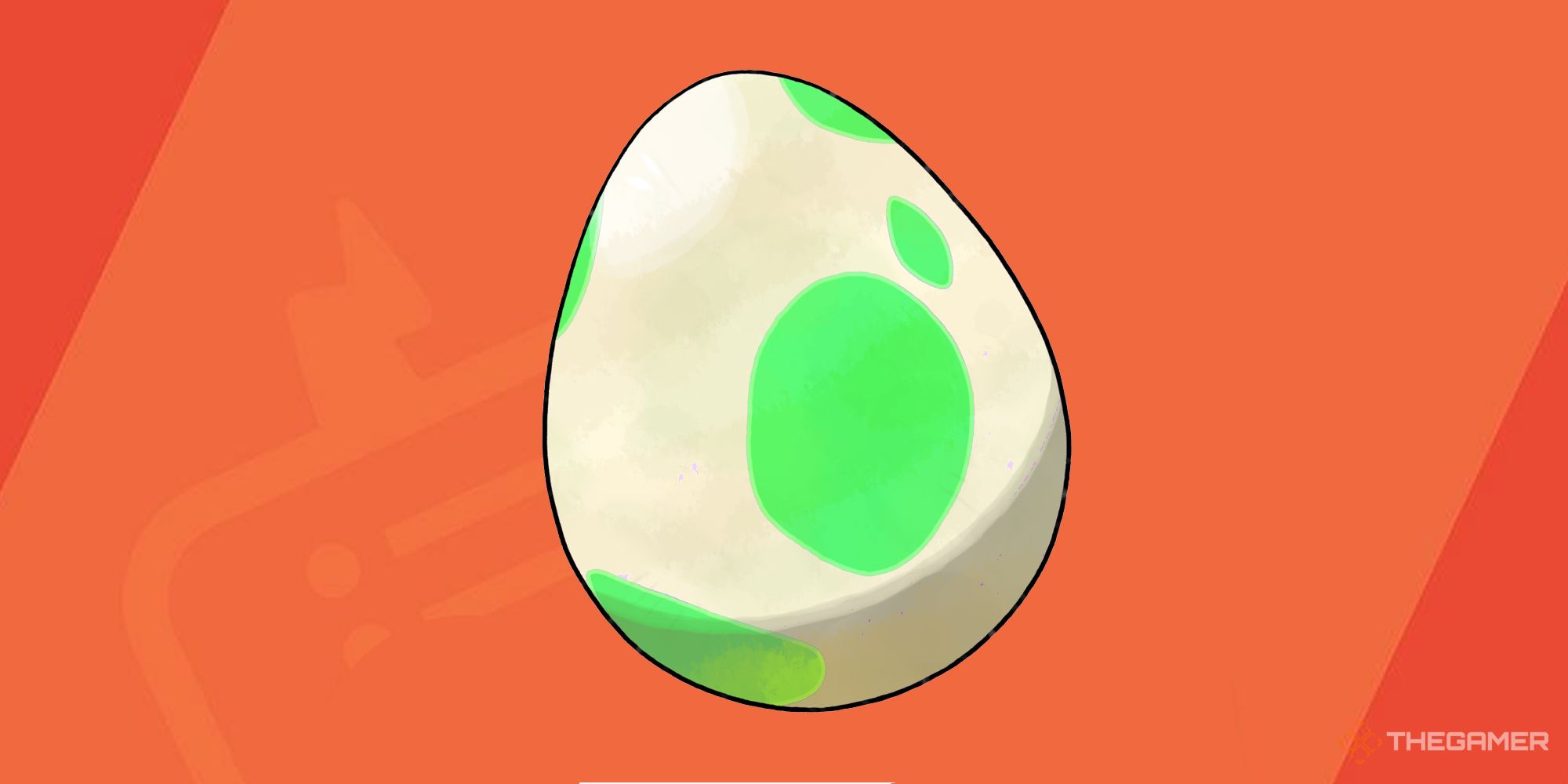 A Pokemon egg with an orange Rotom Phone background.