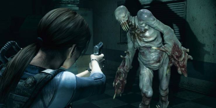 Resident Evil Revelations Screenshot Of Jill Shooting Ooze Monsters