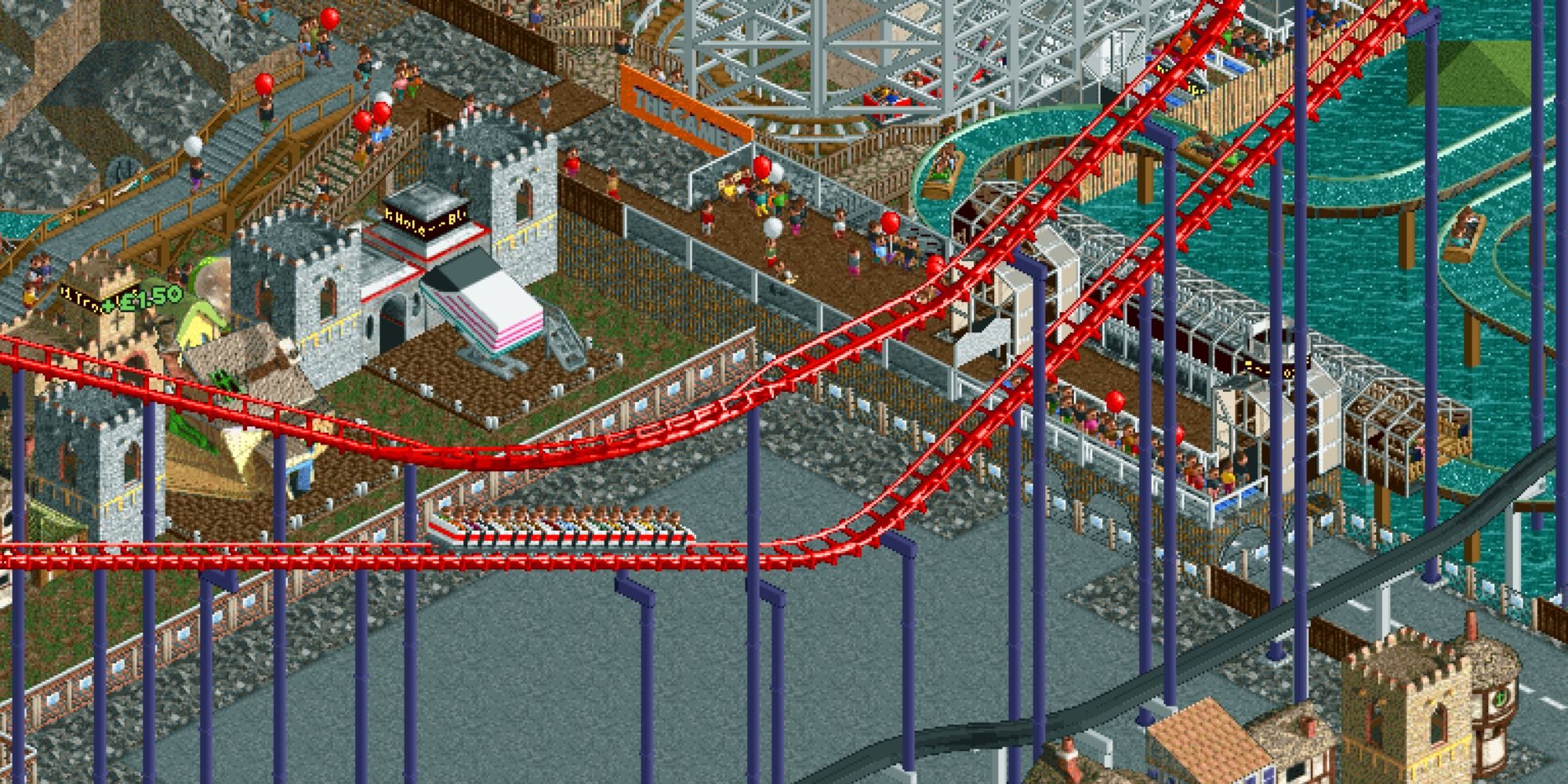 Roller Coaster Tycoon Hypercoaster in a city park