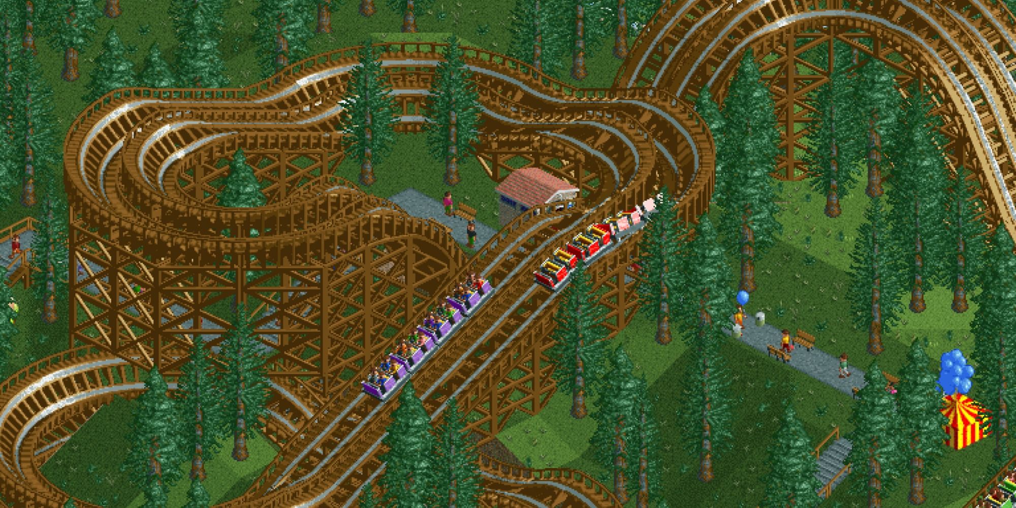 Roller Coaster Tycoon Wooden Roller Coaster in a forest