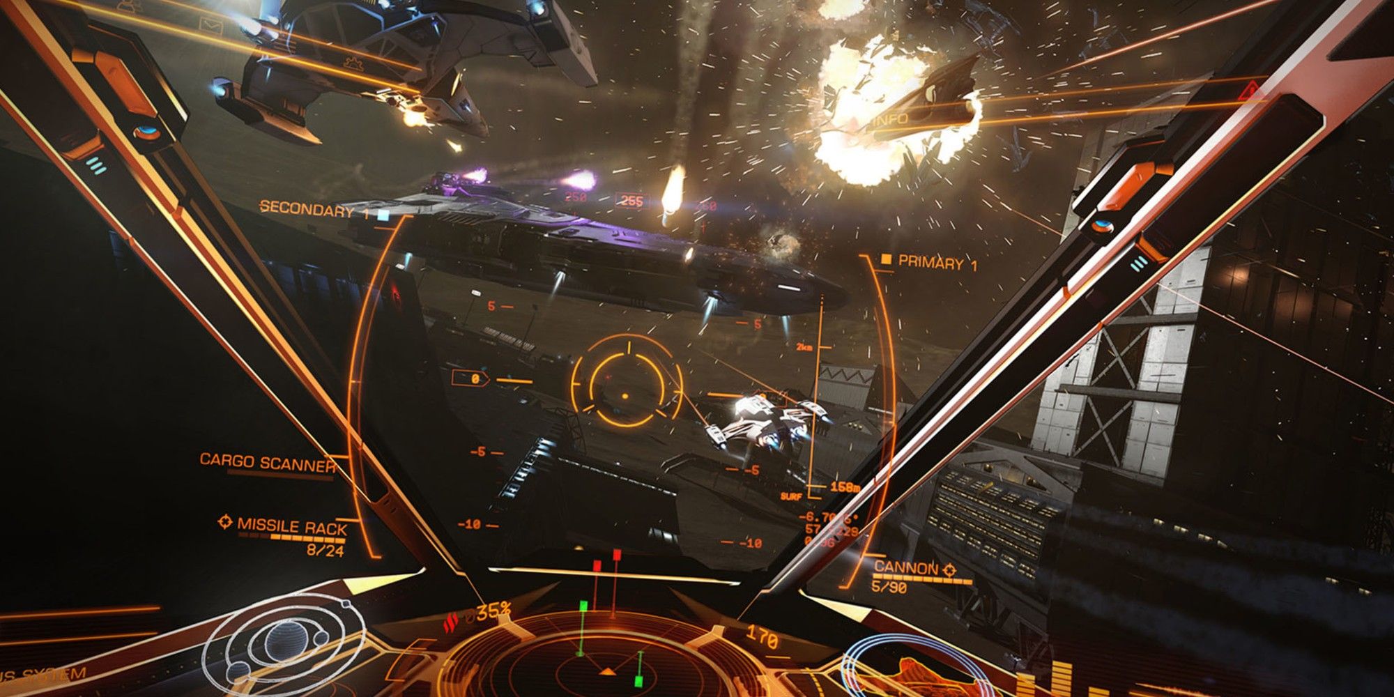 elite dangerous screenshot of a space battle