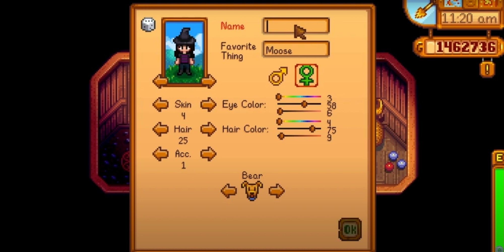 player accessing character customization menu at shrine of illusion
