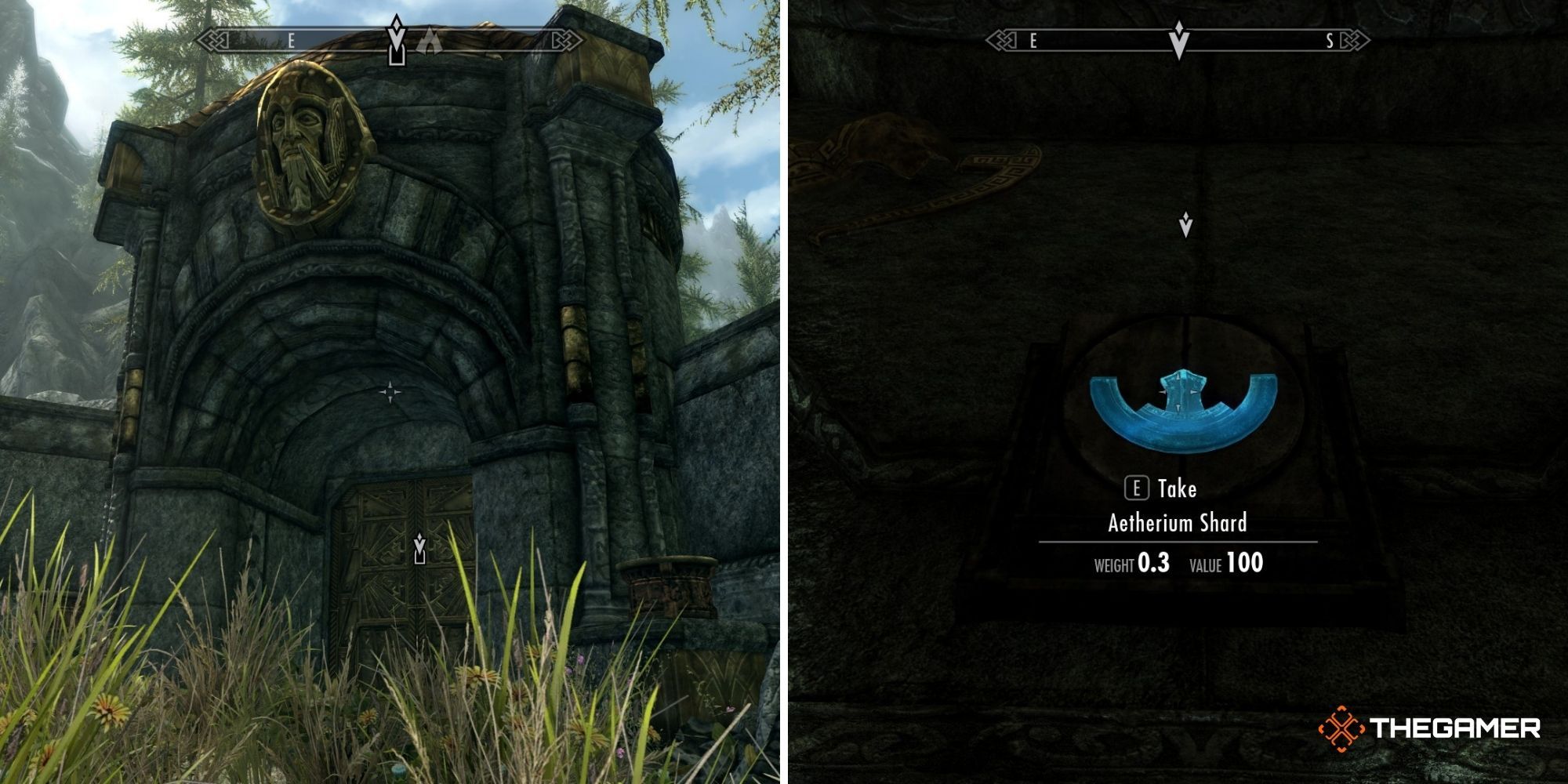 Skryim - Lost to the Ages Quest Walkthrough, Mzulft (left - Dwarven Storehouse (outdoors)) (right - Aetherium Shard)
