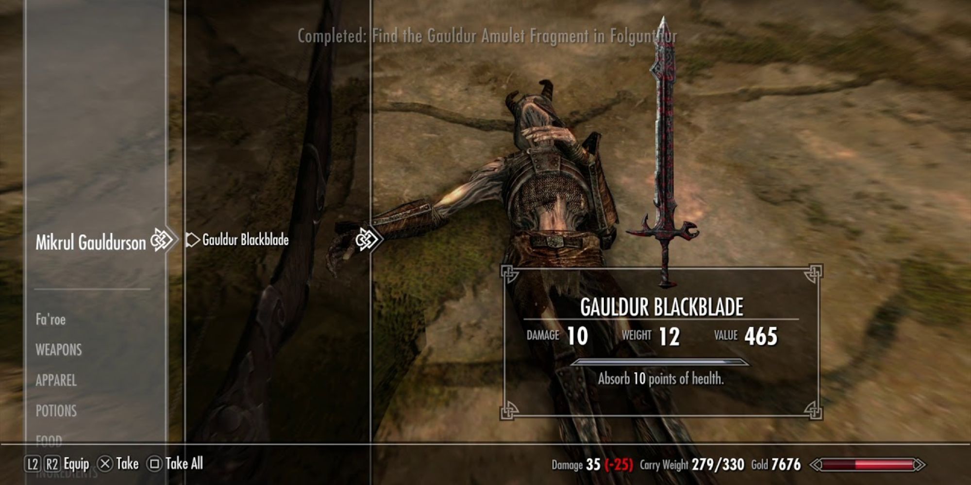 Skyrim Gauldur Blackblade