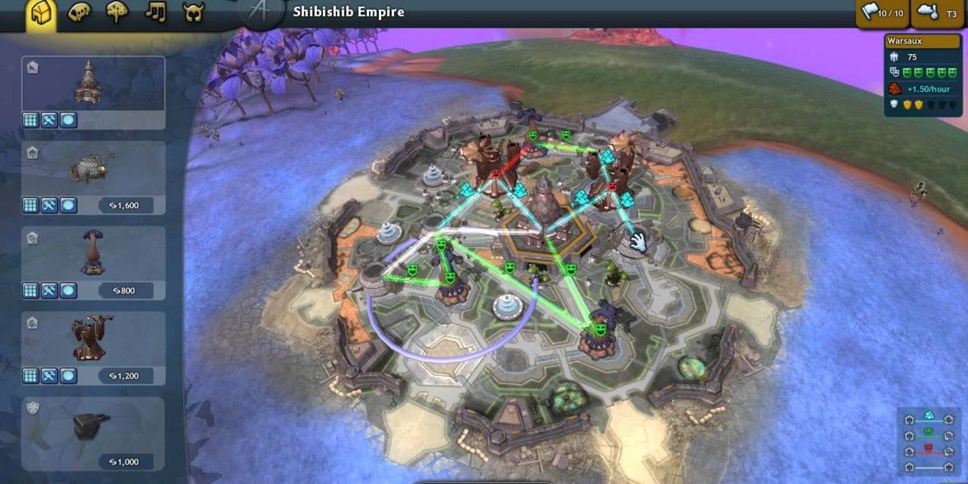 Spore gameplay building colony on island interface