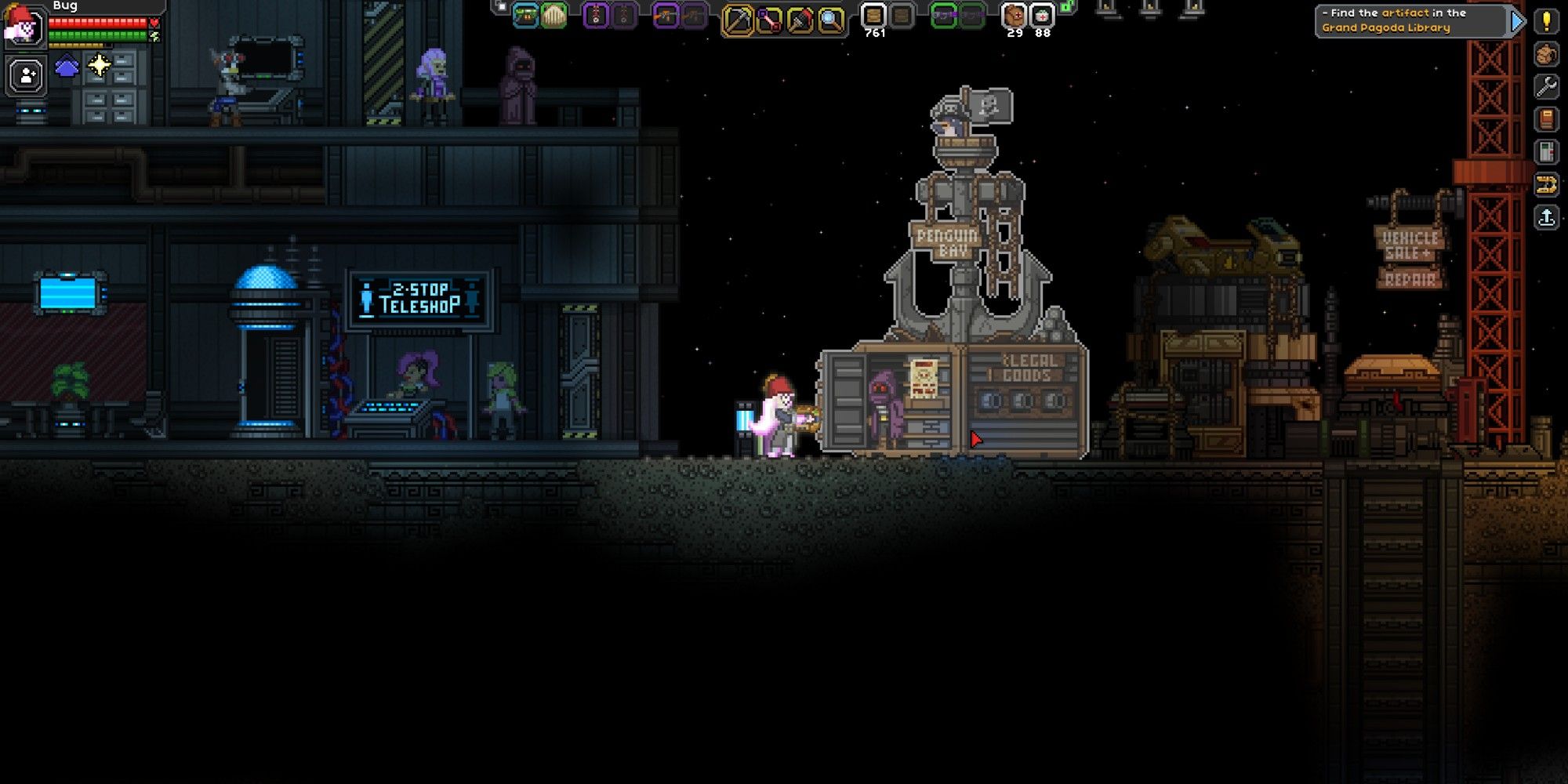 invisible bugged floran ship starbound