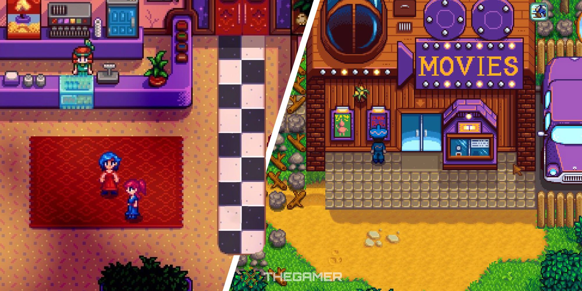 Split image of Movie Theaters in Stardew Valley