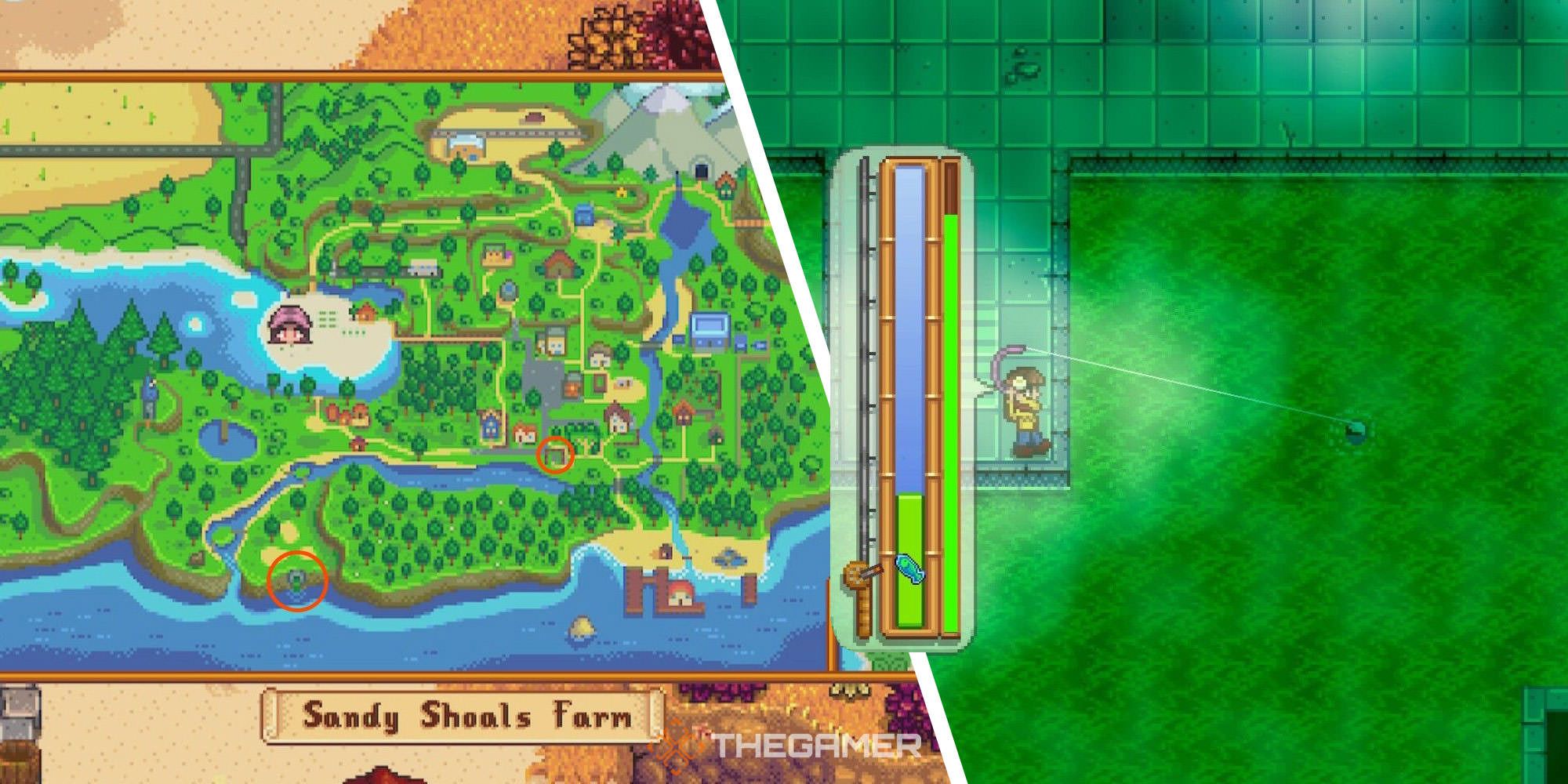 Split image of Stardew Valley's sewer system