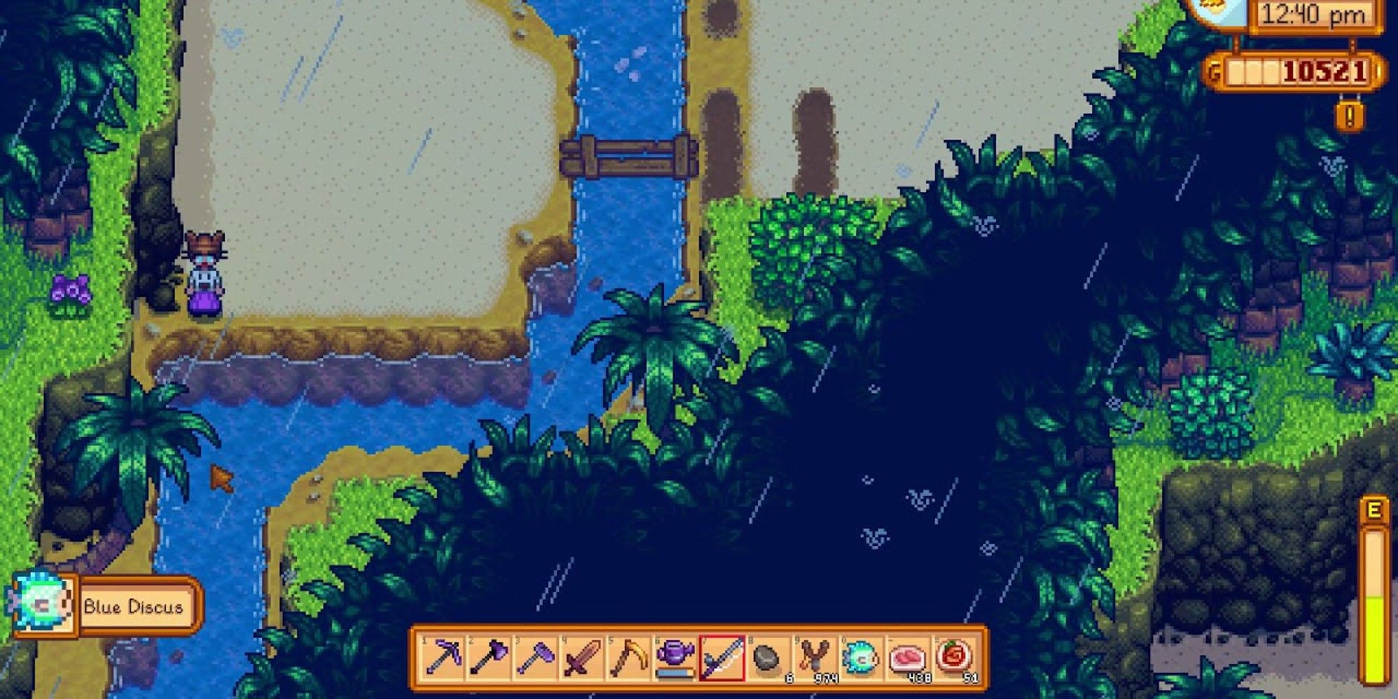 player standing near Ginger Island River, catching a blue discus