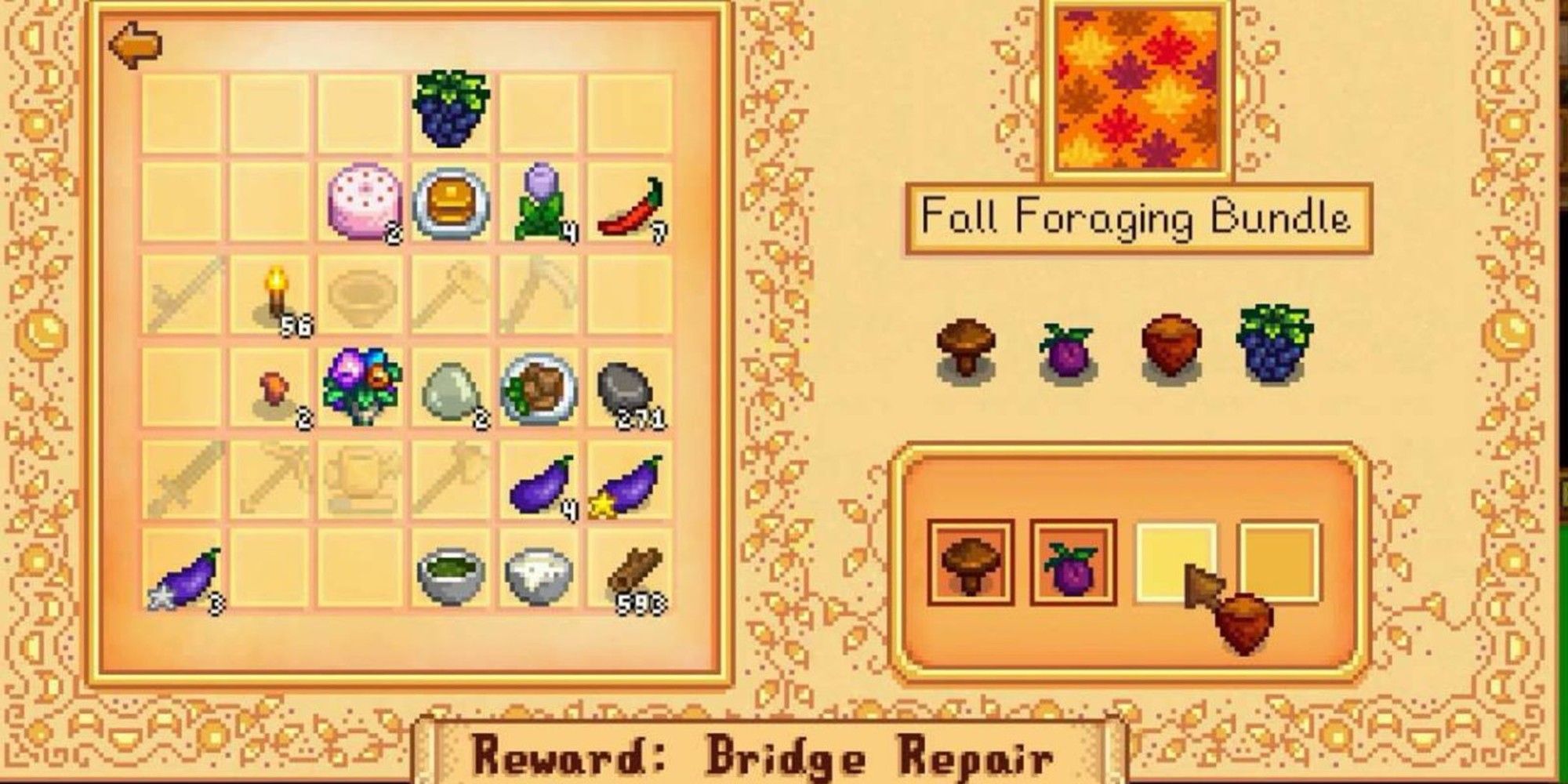 fall foraging bundle selected from community center