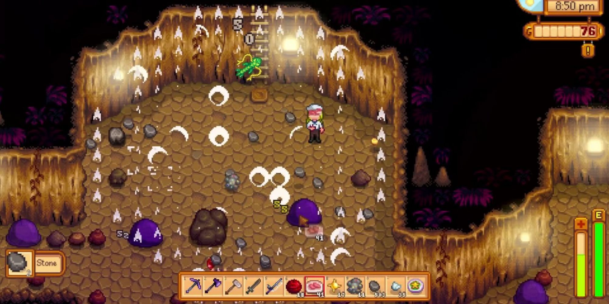 Stardew Valley Player In Skull Cavern Using Bombs