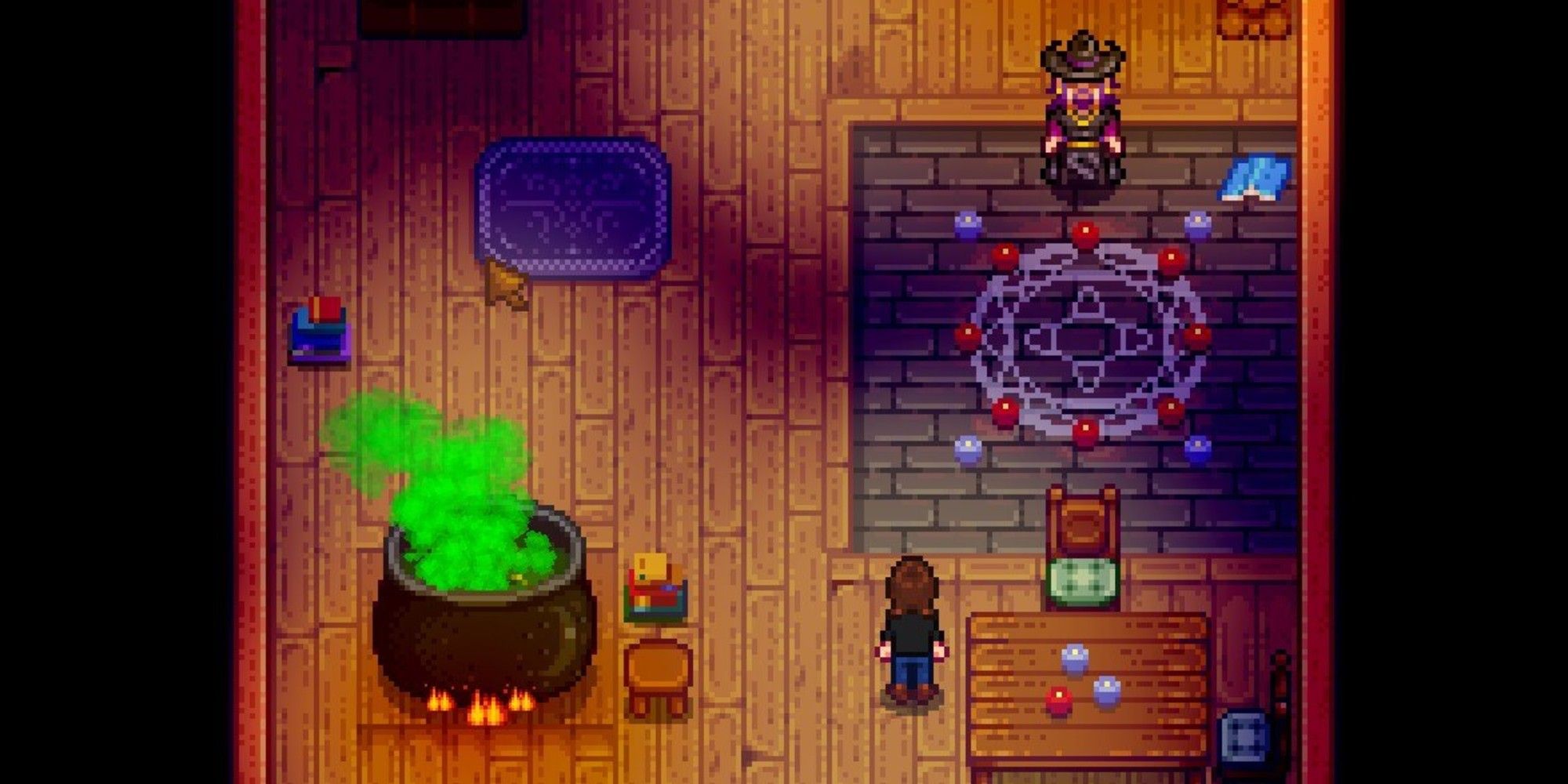 player in a cutscene with the wizard in his tower