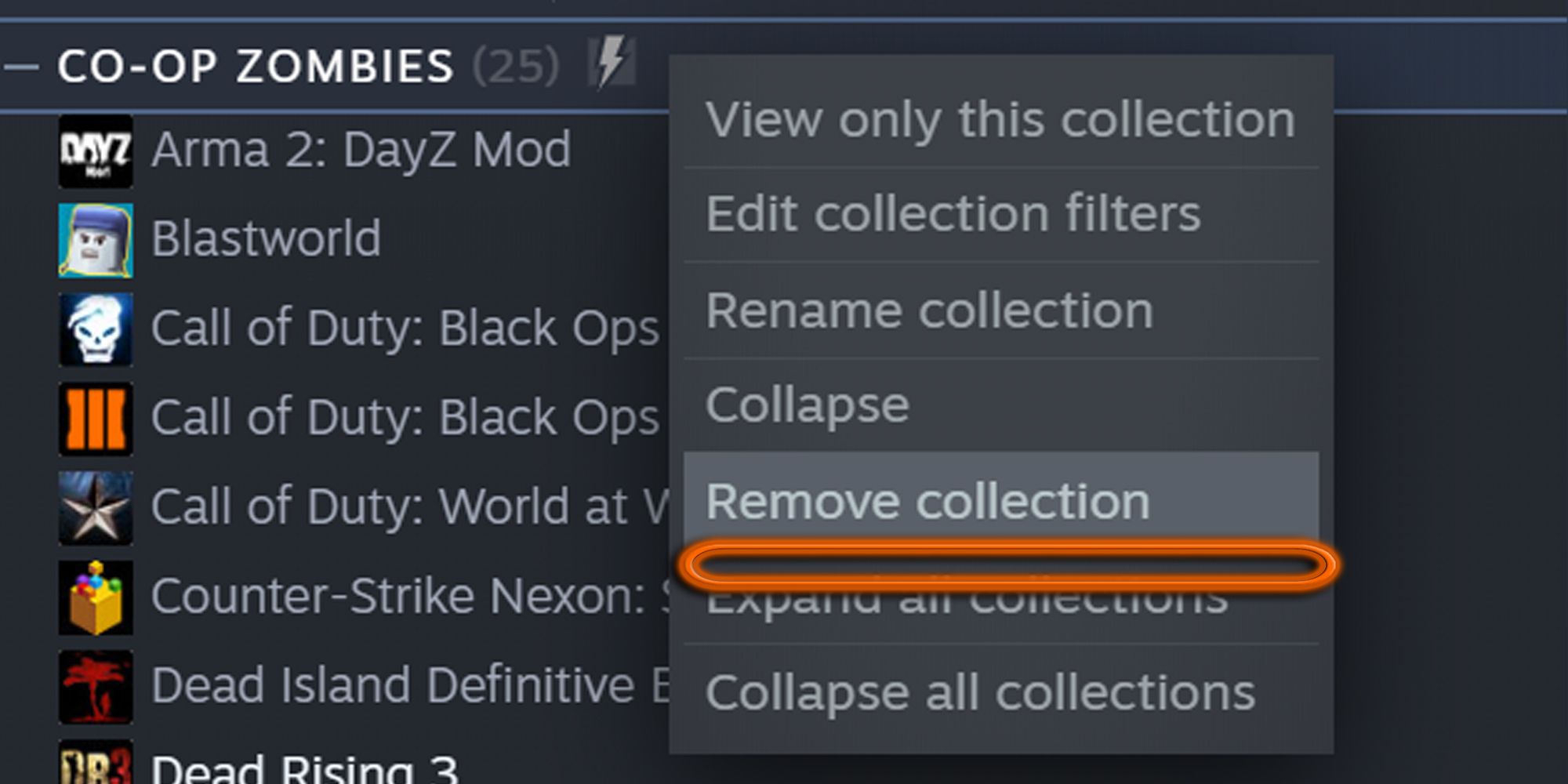 Steam Remove Collection