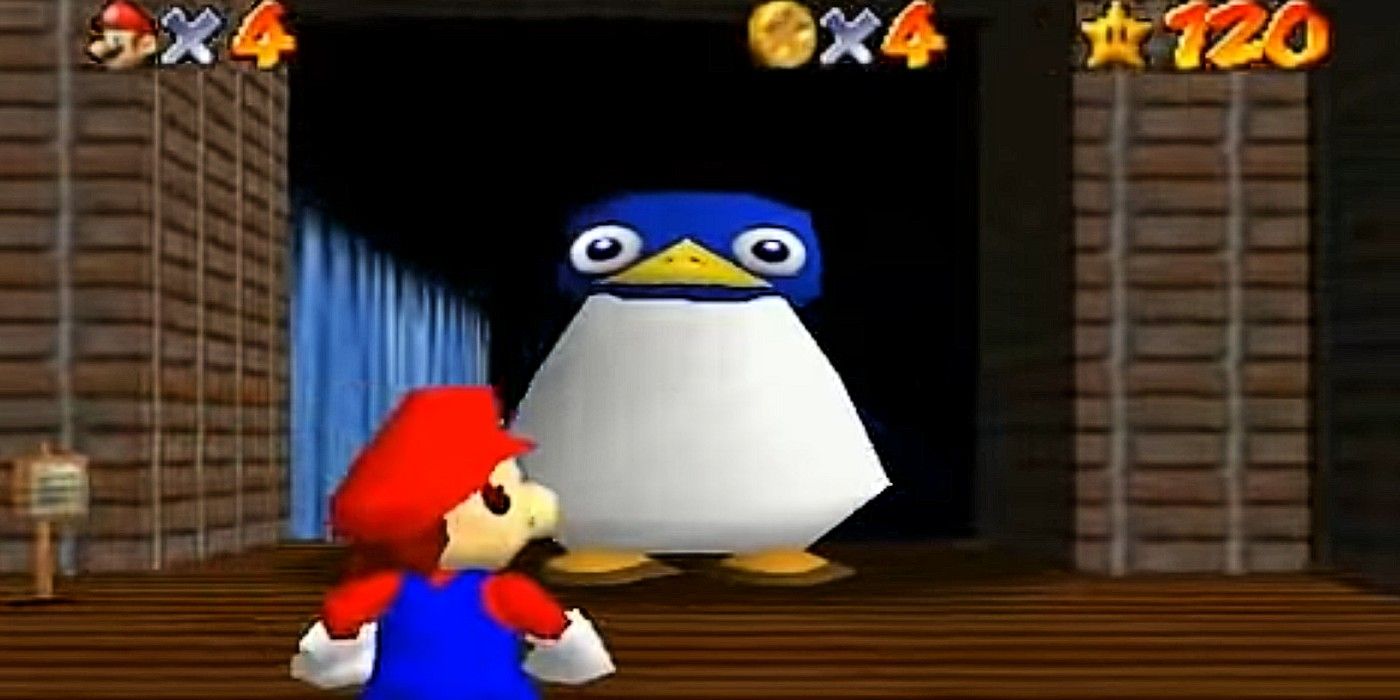 Super Mario 64 Mario Penguin larger return trip after 120 stars