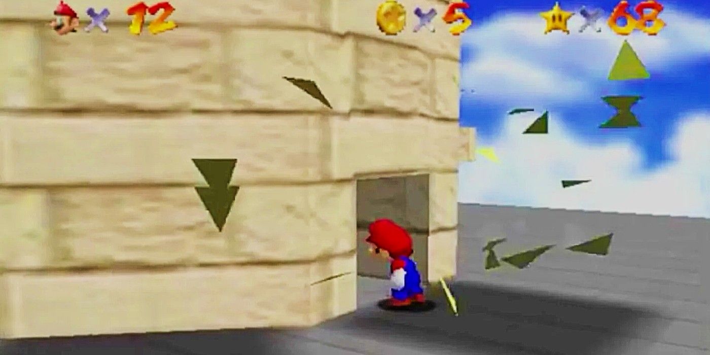 Super Mario 64 Whomp Fortress Breakable Wall in brick tower yields 1 up
