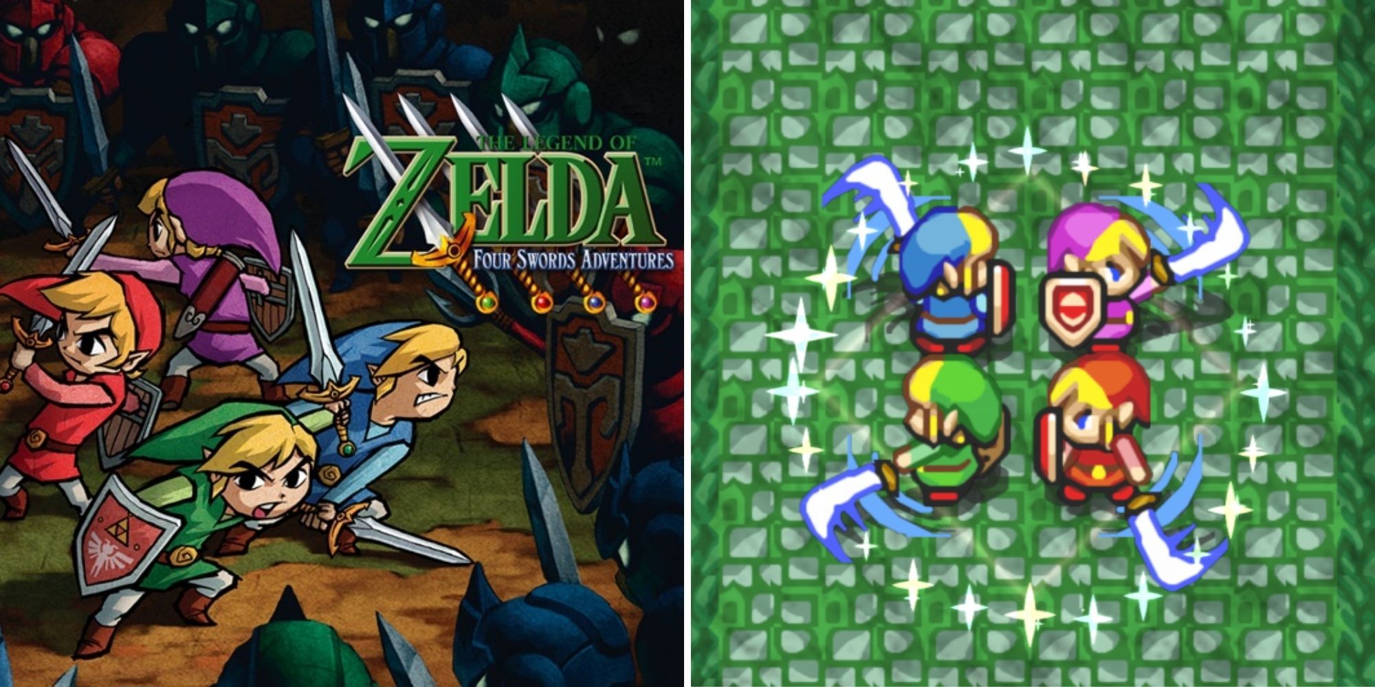 The Legend of Zelda Four Swords Adventure Gamecube Cover and Gameplay