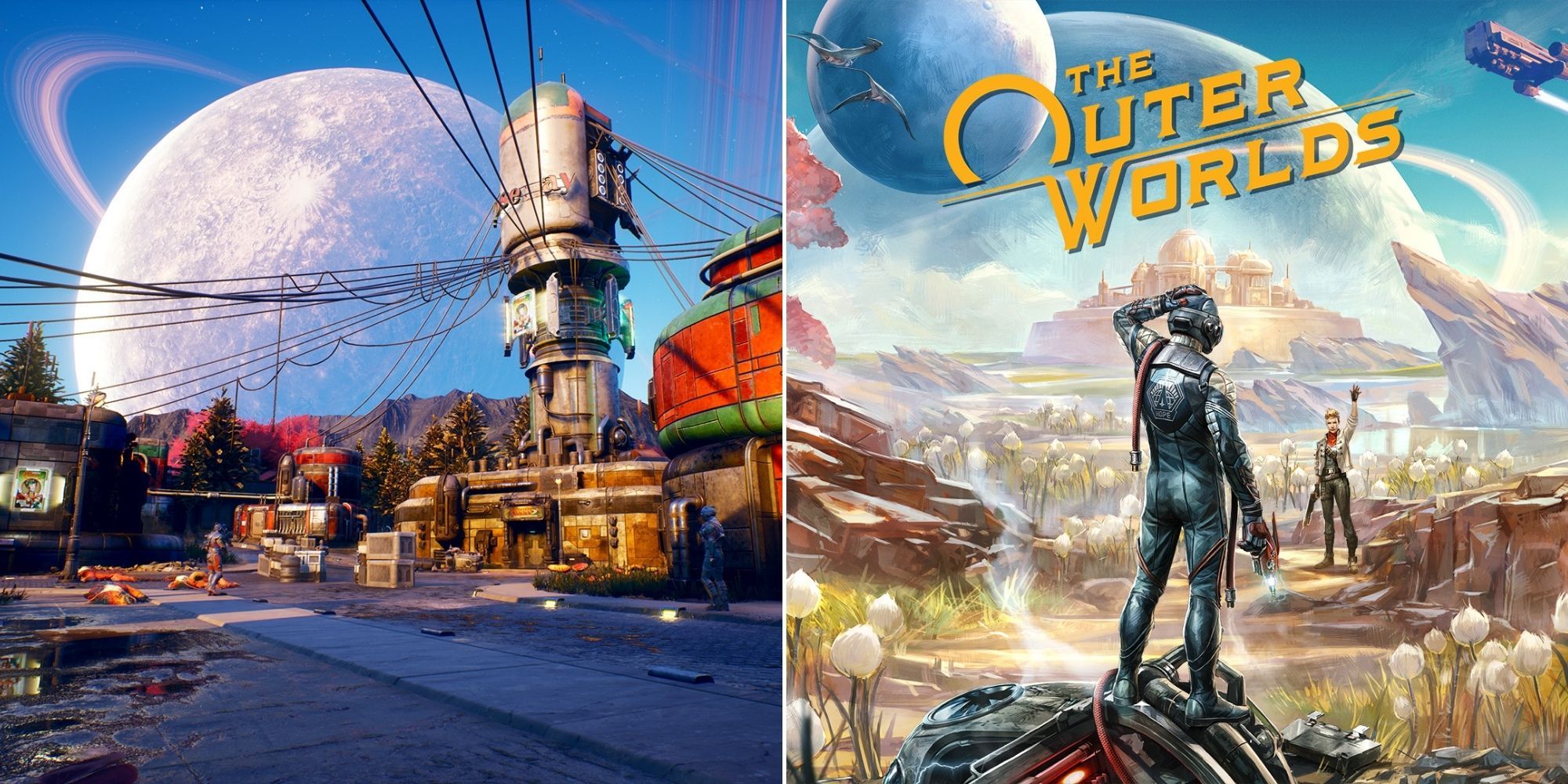 The Outer Worlds - Roseway after an attack - The Outer Worlds cover art