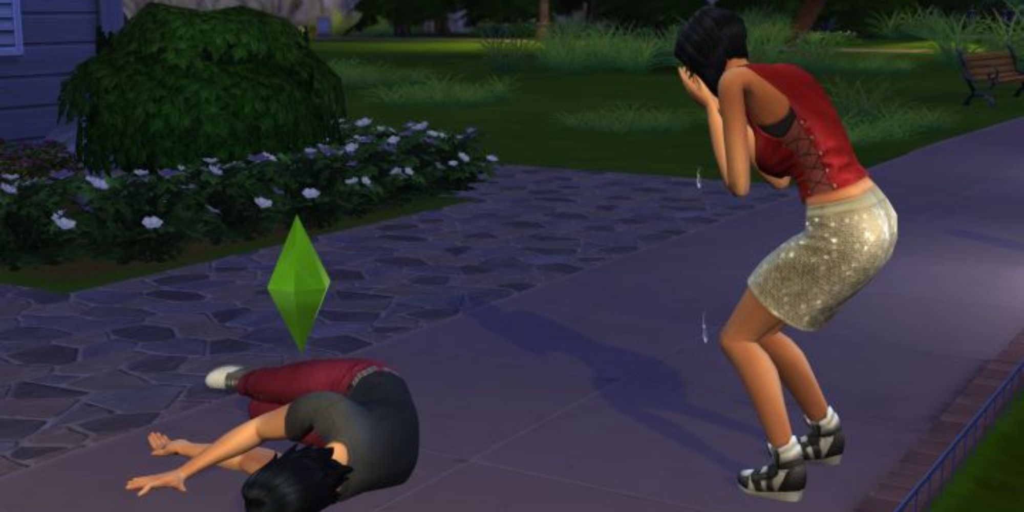 The Sims 4 Sim Crying Over Dead Sim