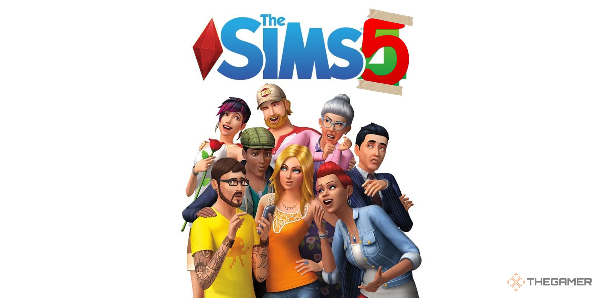The Sims 5 mock up fake logo with 5 taped over 4